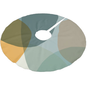 Saia Para Árvore De Natal De Poliéster Abstrato Boho Formas Geométricas Azul e Amarelo