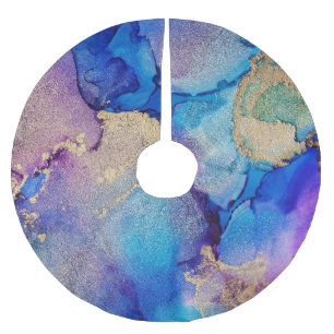 Saia Para Árvore De Natal De Poliéster Abstrato colorida: pintura a óleo texturizada.