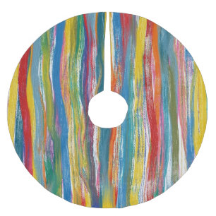 Saia Para Árvore De Natal De Poliéster Abstrato colorido: Linhas de pintura de óleo digit
