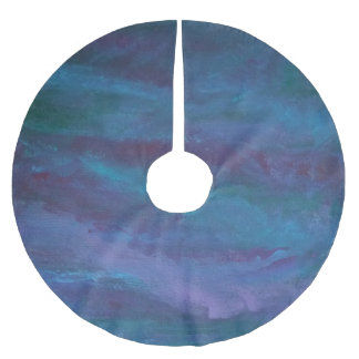 Saia Para Árvore De Natal De Poliéster Abstrato de Ombre Azul | Roxo Violeta-Teal Turques