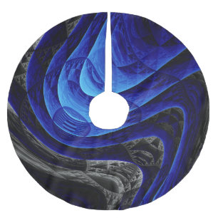 Saia Para Árvore De Natal De Poliéster Abstrato de onda azul, fundo de arte digital.