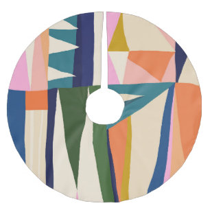 Saia Para Árvore De Natal De Poliéster Abstrato de Trendy: Desenho Colorido da Mão.