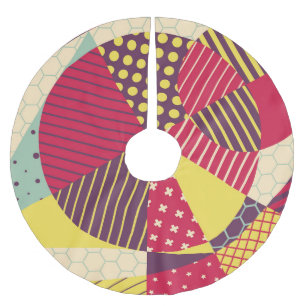 Saia Para Árvore De Natal De Poliéster Abstrato Design geométrico colorido