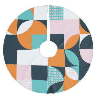 Saia Para Árvore De Natal De Poliéster Abstrato Geométrico: Efeito Colorido 3D.