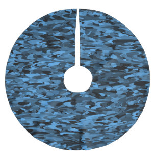 Saia Para Árvore De Natal De Poliéster Abstrato - Padrão Azul Preto
