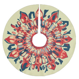 Saia Para Árvore De Natal De Poliéster Abstrato SUN FLOWER - azul vermelho + seu backgr.