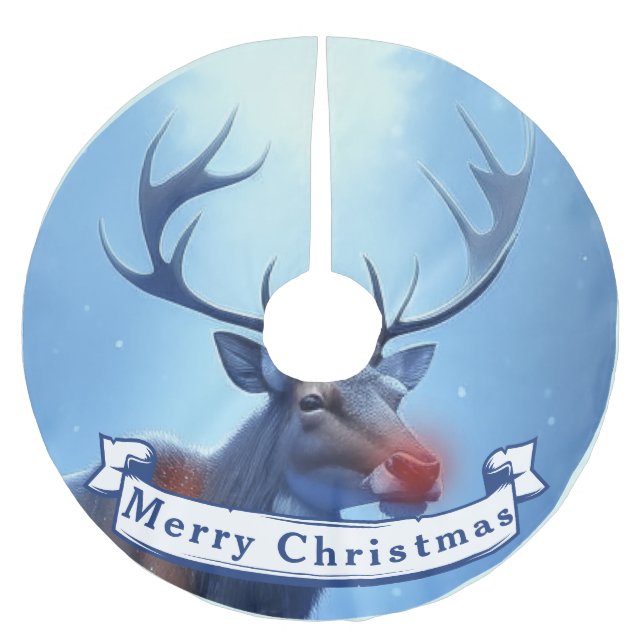 Saia Para Árvore De Natal De Poliéster Adorable Reindeer Winter Wonderland Holiday (Frente)