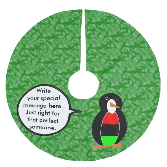 Saia Para Árvore De Natal De Poliéster Afro-Americano Feriado Srta. Penguin falando (Frente)