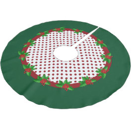Saia Para Árvore De Natal De Poliéster Aguinaldo de Natal com Bolinhas e Folhas de Azevin