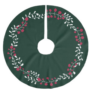 Saia Para Árvore De Natal De Poliéster Airelas verdes de pinheiro-branco de inverno passa