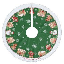 Saia Para Árvore De Natal De Poliéster Aldeia de Biscoito de Gengibre Personalizada em Po