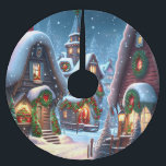 Saia Para Árvore De Natal De Poliéster Aldeia de Natal encantadora<br><div class="desc">Esta camiseta encantadora apresenta uma vila nevada com casas decoradas de Natal à noite. As ruas e os telhados estão grosseiramente cobertos de neve,  as janelas estão brilhantemente iluminadas,  as decorações de Natal consistem em árvores de abeto e bolas de árvores de Natal vermelhas. Maravilhoso decoro para sua casa!</div>