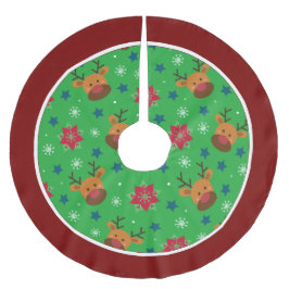 Saia Para Árvore De Natal De Poliéster Alegre Saia de Árvore de Natal com Rena e Floco de