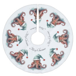 Saia Para Árvore De Natal De Poliéster Alegria de Natal de Octopus, personalizada