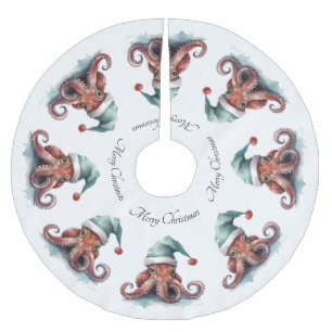 Saia Para Árvore De Natal De Poliéster Alegria de Natal de Octopus, personalizada