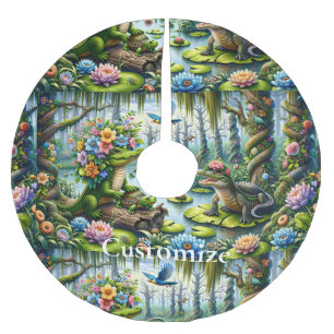 Saia Para Árvore De Natal De Poliéster Alligator Fantasy Swamp Thunder_Cove