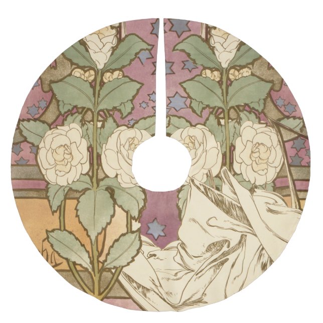 Saia Para Árvore De Natal De Poliéster Alphonse Mucha Estrelas Elegantes Art Nouveau Camé (Frente)