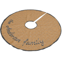 Saia Para Árvore De Natal De Poliéster Amarelo Rústico Neutro com Texto Personalizado