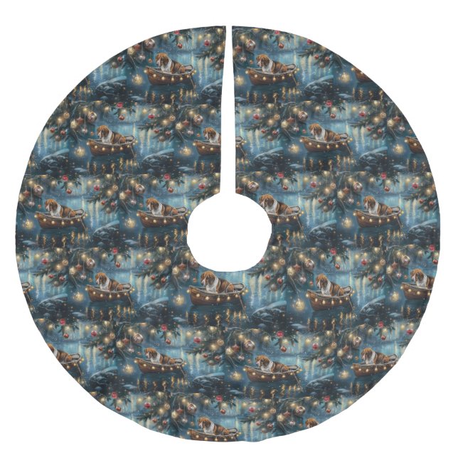 Saia Para Árvore De Natal De Poliéster American English Foxhound Christmas Fesyage Voyage (Frente)