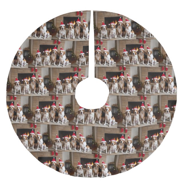 Saia Para Árvore De Natal De Poliéster American English Foxhound Lareira Natal (Frente)