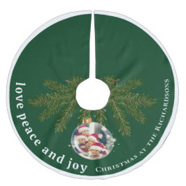 Saia Para Árvore De Natal De Poliéster Amor Paz Alegria Natal Família Foto Floresta Verde