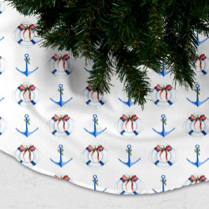 Saia Para Árvore De Natal De Poliéster Âncora de Barco Náutico e Aro de Vida Natalino