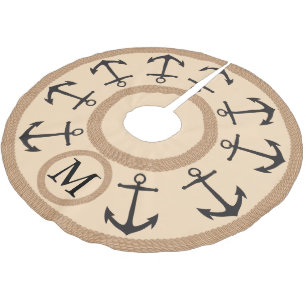 Saia Para Árvore De Natal De Poliéster Âncoras e cordas náuticas náuticas de preto e t