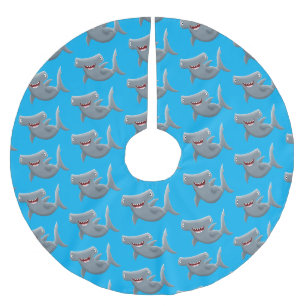 Saia Para Árvore De Natal De Poliéster Animação engraçada de tubarão Hammerhead