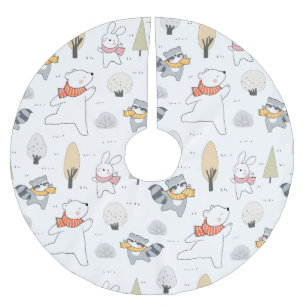 Saia Para Árvore De Natal De Poliéster Animais Florestais Adoráveis