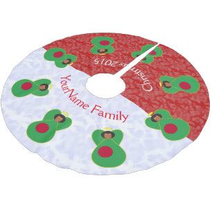 Saia Para Árvore De Natal De Poliéster Anjo Bengali de Cabelo Preto Vestido com a Bandeir