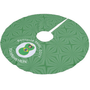 Saia Para Árvore De Natal De Poliéster Anjo da Bandeira do Natal Brasileira Personalizado