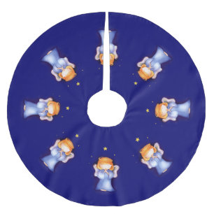 Saia Para Árvore De Natal De Poliéster Anjo do Natal que praying a saia azul da árvore de
