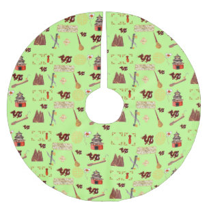 Saia Para Árvore De Natal De Poliéster Ano do Dragão - A Sorte Musical Favorita