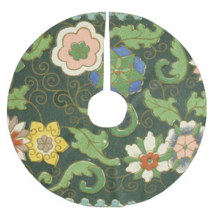 Saia Para Árvore De Natal De Poliéster Antigo Padrão Chinês de Cloisonné: Jade Verde