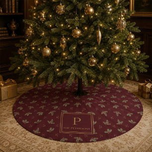 Saia Para Árvore De Natal De Poliéster Apoio de árvore de Natal com monograma personaliza