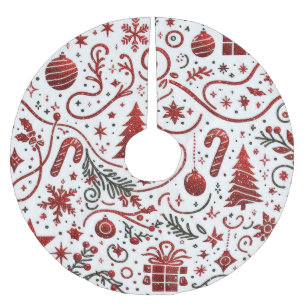 Saia Para Árvore De Natal De Poliéster Apoio de árvore de Natal Vermelho Branco Festa