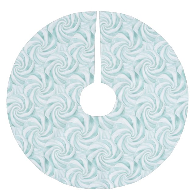 Saia Para Árvore De Natal De Poliéster Aqua Mint White Swirls Natal (Frente)