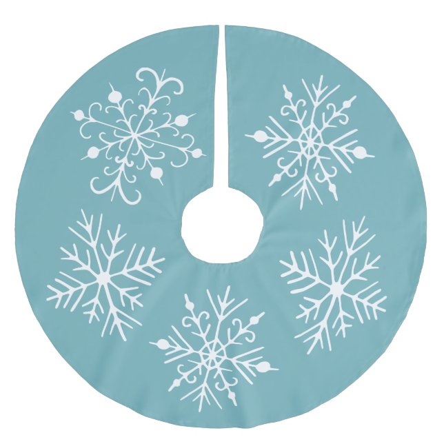 Saia Para Árvore De Natal De Poliéster Aqua Snowflake - Camisa de Natal (Frente)