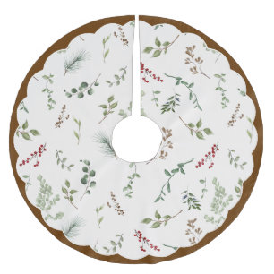 Saia Para Árvore De Natal De Poliéster Aquarela Botânica Natalina Escalonada Vintage