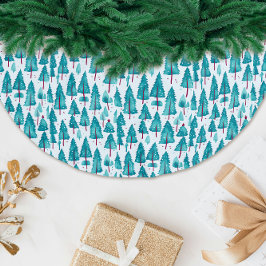Saia Para Árvore De Natal De Poliéster Aquarela de Natal Verde-Água Única