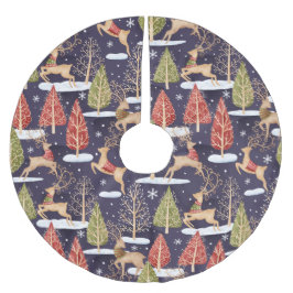 Saia Para Árvore De Natal De Poliéster Arrendoras Whimsical Woodland Winter