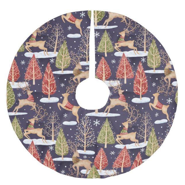 Saia Para Árvore De Natal De Poliéster Arrendoras Whimsical Woodland Winter (Frente)