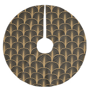 Saia Para Árvore De Natal De Poliéster Art Deco Clássico: Ornamento Geométrico Vintage.
