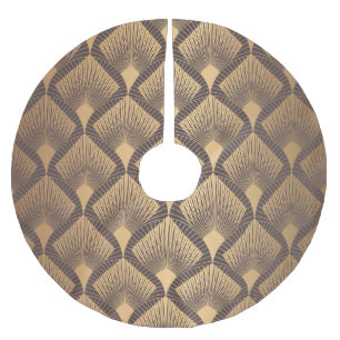 Saia Para Árvore De Natal De Poliéster Art Deco Glamor: Escalas de Ouros.