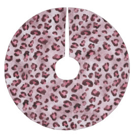 Saia Para Árvore De Natal De Poliéster Arte de Impressão de Leopardo Rosa Textura de Pelo