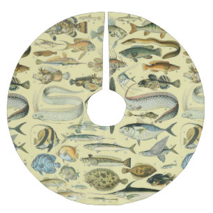 Saia Para Árvore De Natal De Poliéster Arte De Pesca Científica Dos Peixes Vintage