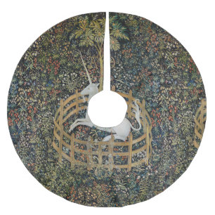 Saia Para Árvore De Natal De Poliéster Arte do Unicórnio Medieval Vintage em Cativeiro