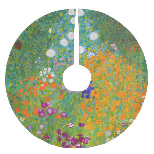 Saia Para Árvore De Natal De Poliéster Arte Floral de Jardim de Campo de Gustav Klimt Vin