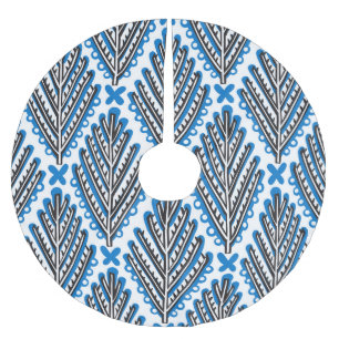 Saia Para Árvore De Natal De Poliéster Arte Folclórica Escandinava: Design Floral Retro