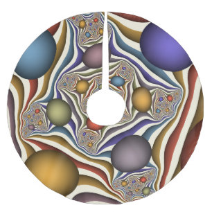 Saia Para Árvore De Natal De Poliéster Arte Fractal, Colorida, Moderna, Abstrato